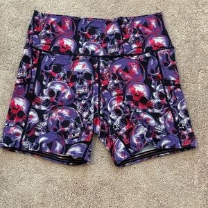 Constantly Varied Gear Skull Print Shorts in Red and Purple